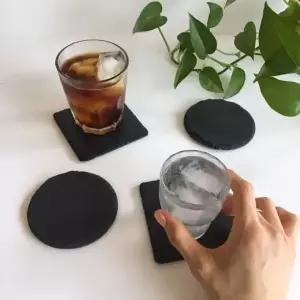컵받침 스톤슬레이트 돌 티코스터 4P세트 코스터 컵받침대 대리석
