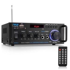 PYLE 200W 블루투스 지원 스테레오 파워 앰프 - 듀얼 채널 오디오 리시버 LED 디스플레이 RCA USB SD MIC IN FM 라디오 AUX 입력 가정 및 컴퓨터 오디오에 최적 PDA29상대방.5