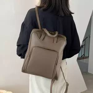 베이직 빅포켓 스퀘어 인조가죽 여성 백팩 가방코디