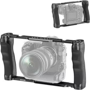 Arca 타입 베이스/듀얼 그립/확장 구멍/15mm 로드가 포함된 NEEWER 비디오 카메라 케이지 리그 Sony Canon