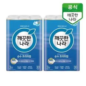깨끗한나라 순수 프리미엄 롤티슈 27m 30롤 2개