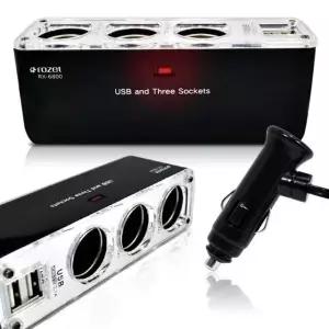 로제트 차량용 3구시가잭/RX-6800/USB2포트추가/