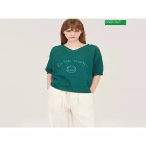 베네통 셔링 자수 브이넥 니트 BAKPA7631