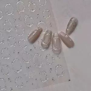 네일아트 은은한 메탈 느낌 별빛 체인 엠보스티커 4종