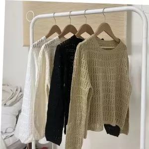 여름 긴팔 그물 펀칭 니트 루즈핏 레이어드 바캉스룩