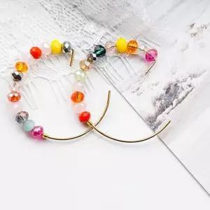 핸드메이드 다이앤 비즈 크리스탈 링 귀걸이 패션귀걸이 3.4x0.5x6.5cm 악세사리 q-WC524CD