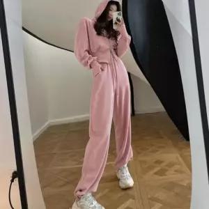 여성 크롭 데일리 와이드 벌룬 허리밴딩 세트 루즈핏 후드 트레이닝 z-WFM60KV