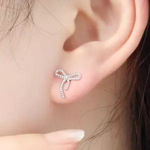 비쥬홀릭 실버925 백금도금 리본 매듭 은침 귀걸이 패션귀걸이 z-WFKVCGD