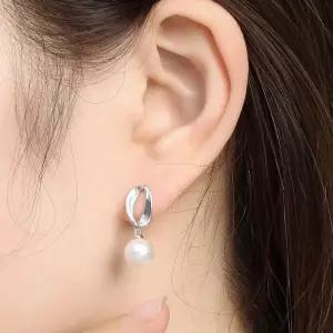 실버 925 은침 오블리스 드롭 진주 j-73F90 귀걸이 진주귀걸이
