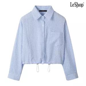 [르샵] 스트링 카라 체크 패턴 긴팔 셔츠 (DP3BA033A)