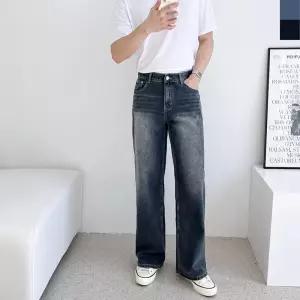2JMM MSF2003 남자브러쉬워싱와이드데님청바지 스키니