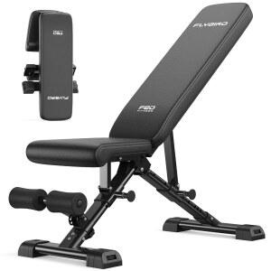 FLYBIRD WB5 웨이트 벤치 ASTM 인증 800LBS 조절 가능한 홈 체육관용 접이식 운동 90 에서 -30 까지 가능 FID 및 30인치 확장된 등받이로 벤치 프레스 근력 훈련 운동에 적합