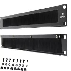 Cable Matters 2팩 1U 19인치 랙 마운트 브러시 패널 블랙 또는 월마운트