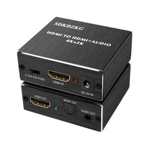 SDKDZKG 4K X 2K HDMI 오디오 추출기 변환기 광학 TOSLINK SPDIF 어댑터 HDTV 사운드바 스피커 증폭기용 3.5MM 스테레오 스플리터 어댑터 포함