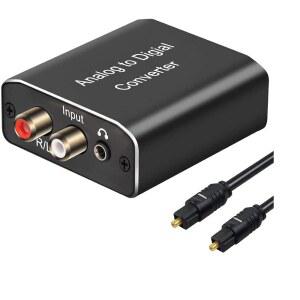 아날로그-디지털 오디오 변환기 HDIDWOUSP 알루미늄 RCA TO 광케이블 스테레오 L/R 및 3.5MM 잭 디지털 토스링크 동축 어댑터 PS4 XBOX HDTV DVD 헤드폰 호환.