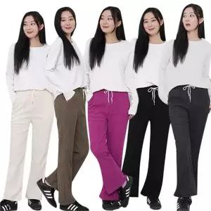 코듀로이 밴딩 바지 세미 와이드 스트링 여성 골덴 부츠컷 팬츠 겨울 캐주얼 코디 조거 스판 가을 일자