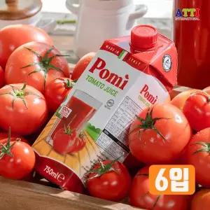 포미 착즙 100% 노지재배 이탈리아산 토마토주스 750ml x 6개