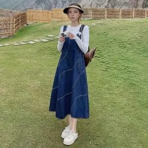 [하프클럽/셀러허브_여성트랜드패션]쥬디제이 아영 청멜빵 데님원피스 청