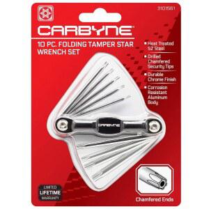 CARBYNE 10피스 폴딩 변조 방지 TORX 키 렌치 세트 T6H부터 T30H까지 | 열처리된 S2 강철 스타 보안 팁 내구성 있는 크롬 마감 프리미엄 알루미늄 바디