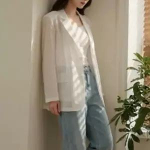 원버튼 시스루 여름 긴팔 자켓 가디건 셔츠 린넨 아우터