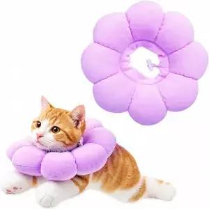 고양이 콘 목걸이 편안한 용 Elizabeth 핥기 방지 부드러운 꽃무늬 귀여운 조절 가능한 가벼운 및 소형견용