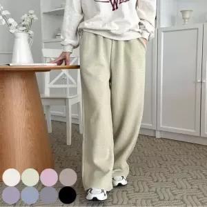 와이드 밴딩 골지 골덴 바지 기모 파스텔 겨울 여성 팬츠 일자형 R2WD36BA84