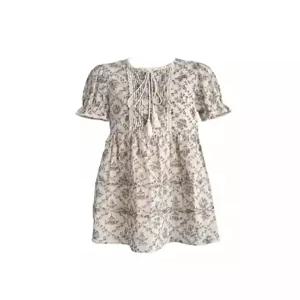 쉬폰 패턴 루즈핏 미니원피스 에스닉 반팔 원피스