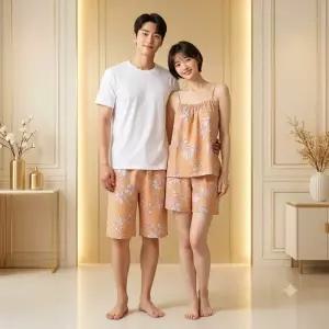 [롯데백화점]BARBARA 휴양지 바캉스 풀라워 인견 나시 홈웨어파자마 남성5부 하의 AWP4627SAMP4627P