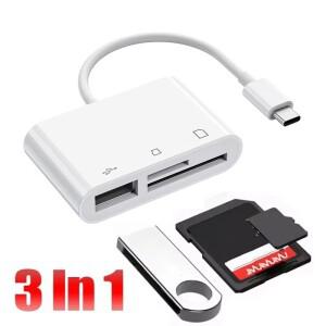 3in 1 타입-C SD/TF/USB 메모리 카드 어댑터 SD 리더 TF USB 카메라 맥북 호환 아이폰 호환 노트북 플래시