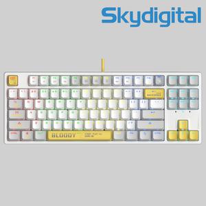 스카이디지탈 Bloody S87 RGB 게이밍 유선 기계식키보드 화이트 저소음적축