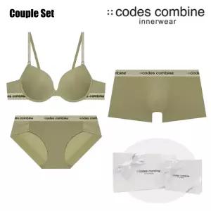 [롯데백화점]코데즈컴바인 이너웨어 카키 커플속옷세트 [와이어브라+팬티+드로즈] 커플속옷세트 (CEWBRBPDR