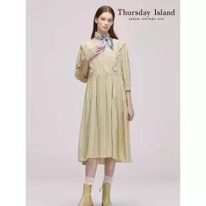 [써스데이아일랜드][Thursday Island] 프린트 러플 플레어 원피스(T242MOP148W)