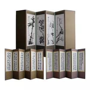 예반 6폭 미니 사군자 병풍 (뒷면 추사한시,반야심경) 992936