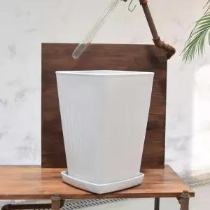 플라스틱화분 HM 가로줄사각(2호) 27x27x40cm꽃화분 식물키우기 인테리어화분