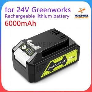 Greenworks 용 24V 6Ah 리튬 이온 교체 배터리 29842 29322 G24B2 BAG708 21342 잔디 깎는 기계 트리머와