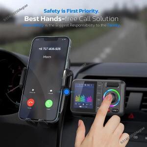 무선 FM 송신기 대형 컬러 스크린 2.4A QC3.0 듀얼 USB  충전 핸즈프리 통화 차량용 AUX 어댑터 MP3 음악