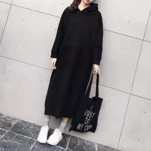 간절기 루즈핏 캐주얼 후드 기모 롱 원피스 여성 여자 기모원피스