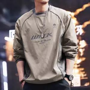 후드 티 가을 스웨트 오버핏 집업 빅사이즈 가을용 얇은 아웃도어 방풍 긴팔 티셔츠 남성 트렌디 루즈핏 맨