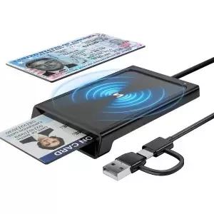 NFC 리더기 라이터 및 CAC 카드 Military - RFID ISO7816 듀얼 기술 USB-A/Type-C 스마트 리더기로