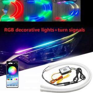 LED 라이트 스트립 APP 블루투스 제어 RGB 멀티 컬러 헤드 30/45/60CM 주간 주행 등 유연한 DRL 튜브 12V