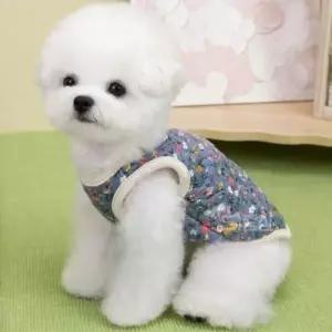 PE 조끼 김장조끼 꽃무늬 겨울옷 강아지 후리스 강아지겨울옷