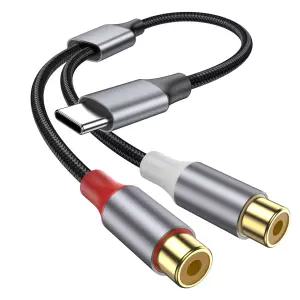 KAYQINHO USB C to RCA 오디오 케이블 컴퓨터 노트북 휴대폰 태블릿 MP3 스피커 앰프 자동차 스테레오용