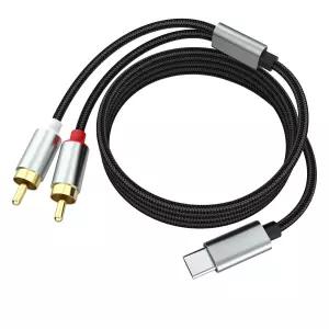 USB C to 2 RCA 오디오 케이블 Type-C 수컷 스테레오 Y 스플리터 어댑터 코드 15/16/17 Pro 앰프 TV 스피커
