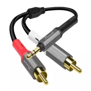 DREMAKE 1.6ft/0.5m AUX to RCA 헤드폰 수컷 오디오 케이블 보조 3.5mm 잭 어댑터 1/8 스마트폰 MP3 태블릿