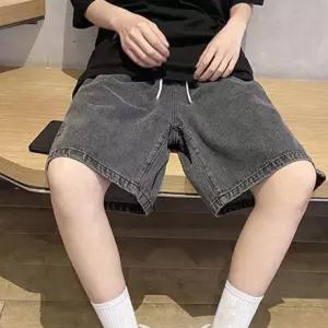 데님 와이드핏 남자 밴딩 루즈핏 캐주얼 바지 허리 데일리룩 패션 빈티지 흑청 반바지