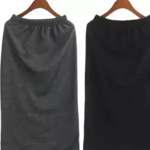 옆트임 롱 면 치마 일자 스커트 여자 활동성 H라인 멜란지 DE19A