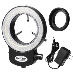 ANNHUA 144 LED 링 현미경 조명 조절 가능한 조명기 실험실용 스테레오 현미경 카메라 및 미니 선반용 램프 - 블랙