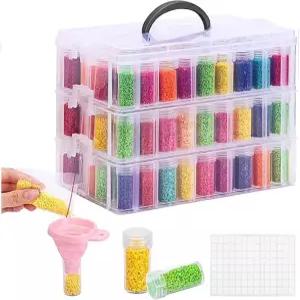 3단 다이아몬드 페인팅 보관 용기 150개 슬롯 휴대용 비즈 정리함 DIY 아트 공예 보석 쌓을 수 있는