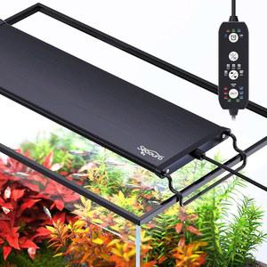 SEAOURA 24시간 7일 LED 수족관 조명 - 식물 성장용 풀 스펙트럼 12-18인치 | 담수 수조용 타이머 포함 조명 자동 온/오프 8가지 색상 10단계 밝기 IP68 방수 전원 꺼짐 시 메모리 기능