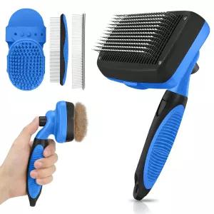 5in1 반려동물 셀프 클리닝 브러쉬 거 그루밍 키트 강아지 고양이용 블루